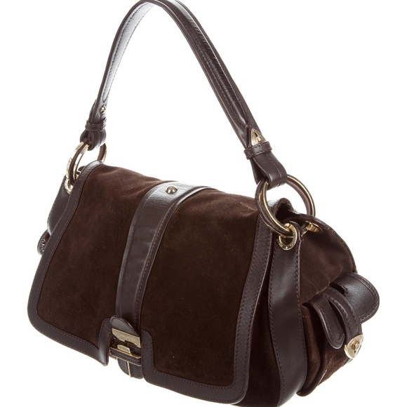 AUTHENTIC Jimmy Choo Chocolate Brown Leather Suede Purse Bag - Picture 3 of 7